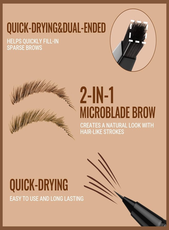 iMethod Eyebrow Pen - Eyebrow Pencil,2-in-1 Eyeliner Dual-Ended Brush-Tip Microblading 4d Eyebrow Pencils for women,Long Lasting Waterproof Hair-Like Brow Pencil,with Eyebrow Brush,DarkBrown - Image 2